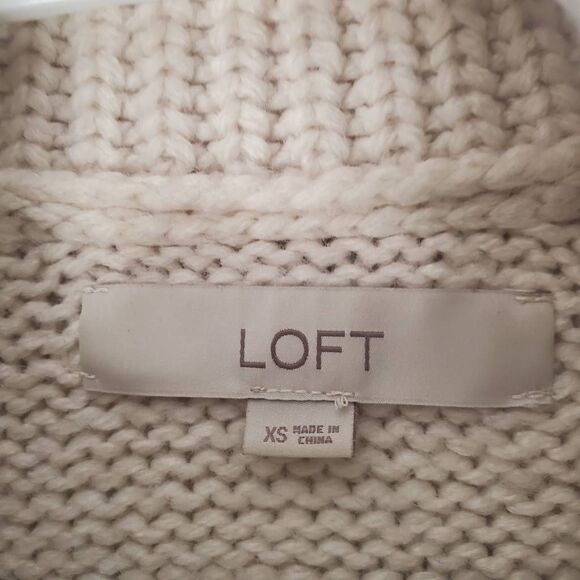 LOFT Zig Zag Cowl Turtle Neck Knit Wool Blend Pullover Sweater Multicolor XS - Picture 7 of 11